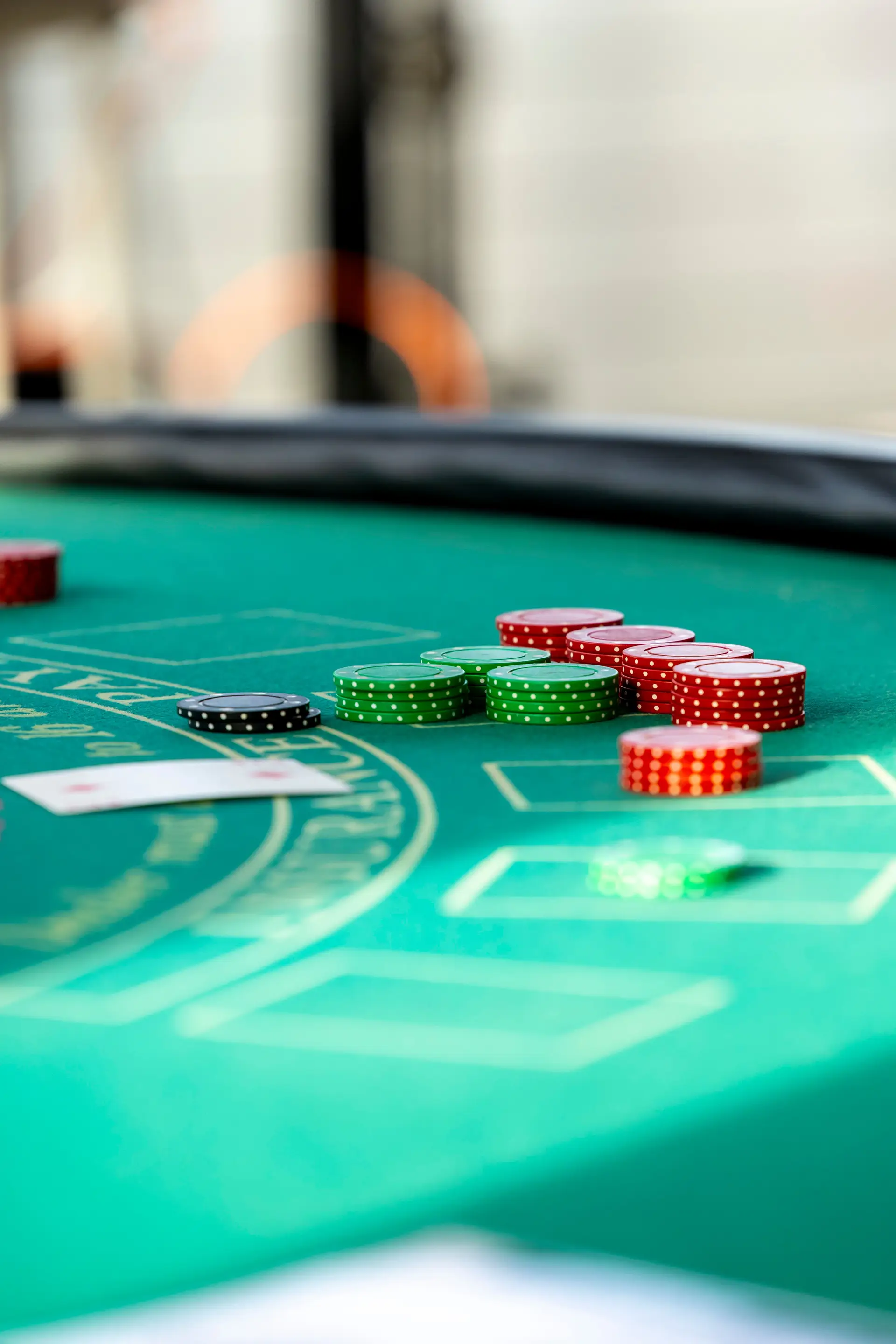 Casino chips and card play
